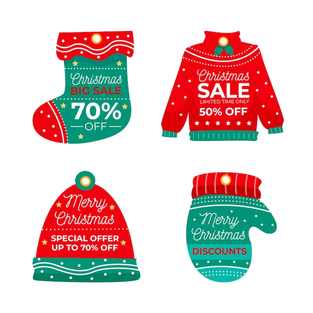 Hand drawn christmas sale tag collection