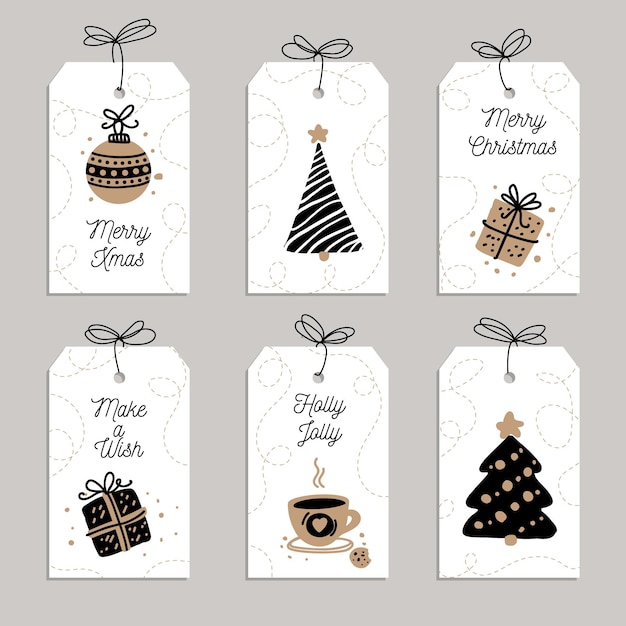 Free Vector hand drawn christmas sale tag collection