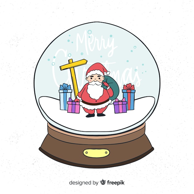 Free Vector hand drawn christmas snowball globe background 