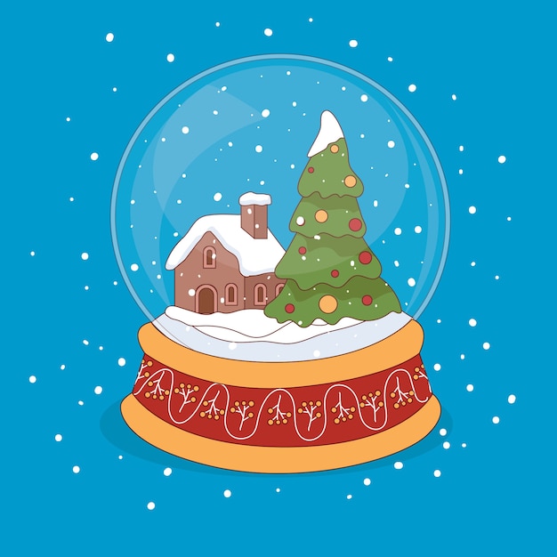 Hand drawn christmas snowball globe background