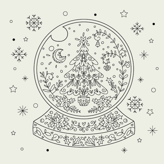 Free vector hand drawn christmas snowball globe