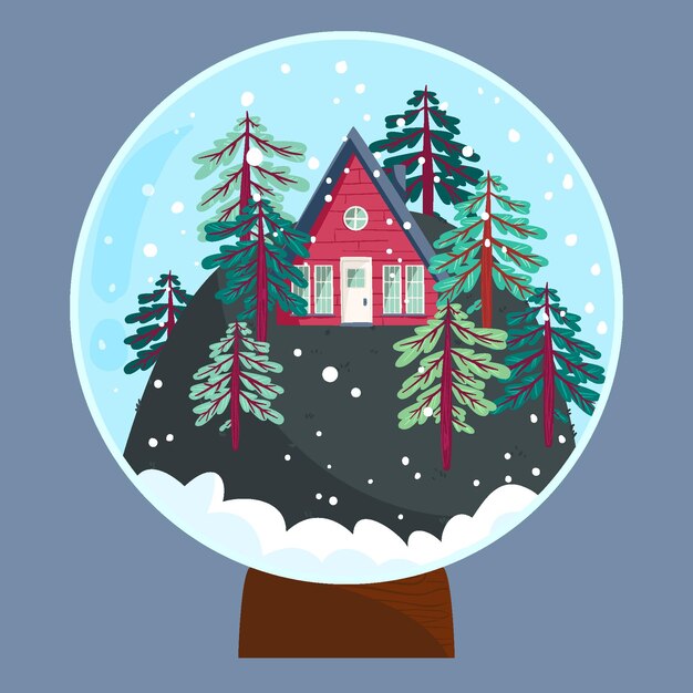 Hand drawn christmas snowball globe