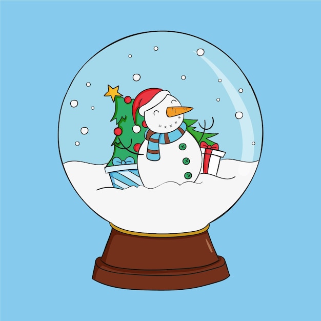 Hand drawn christmas snowball globe