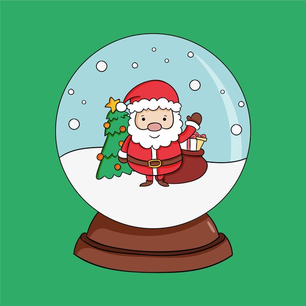 Hand drawn christmas snowball globe