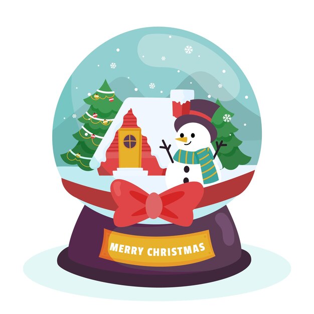 Hand drawn christmas snowball globe