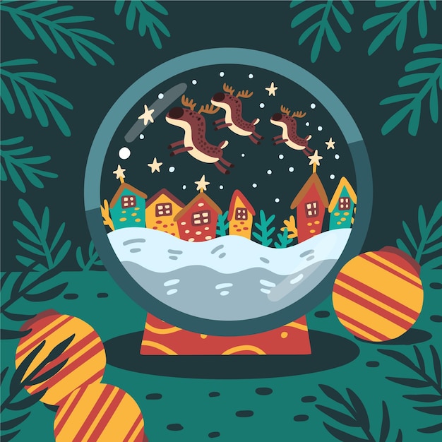 Free Vector hand drawn christmas snowball globe