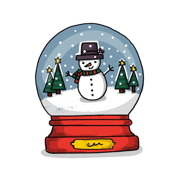 Free Vector hand drawn christmas snowman globe