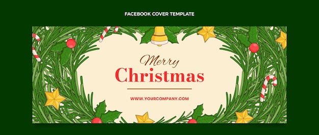 Hand drawn christmas social media cover template