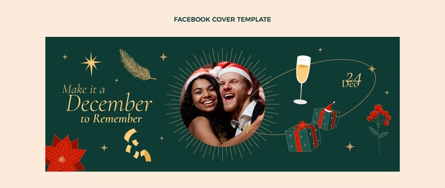 Hand drawn christmas social media cover template