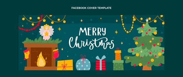 Hand drawn christmas social media cover template