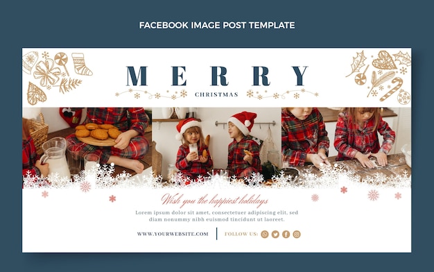 Hand drawn christmas social media post template