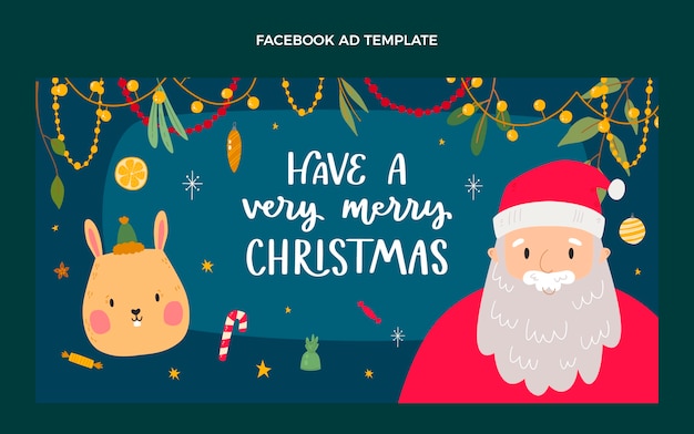 Hand drawn christmas social media promo template