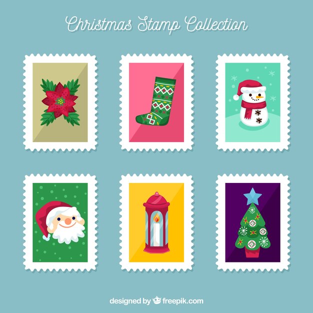 Hand drawn christmas stamps