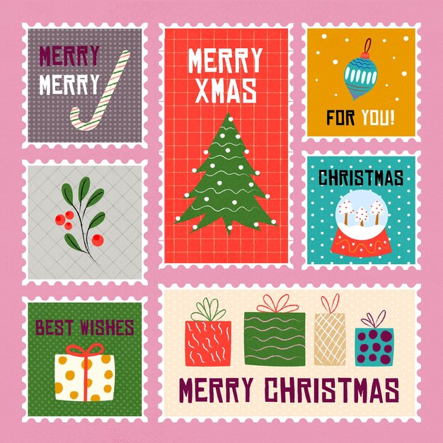 Hand drawn christmas stamps