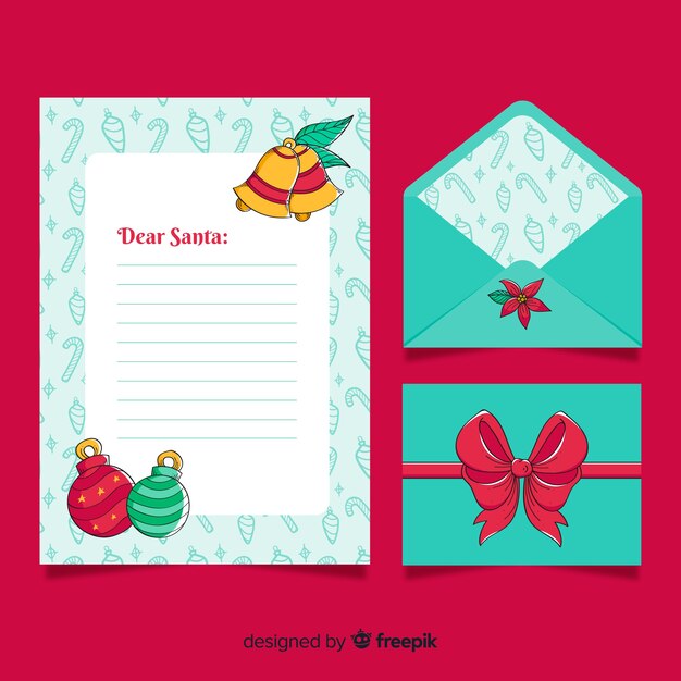 Hand drawn christmas stationery template