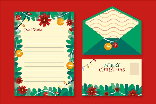 Hand drawn christmas stationery template