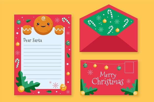 Hand drawn christmas stationery template