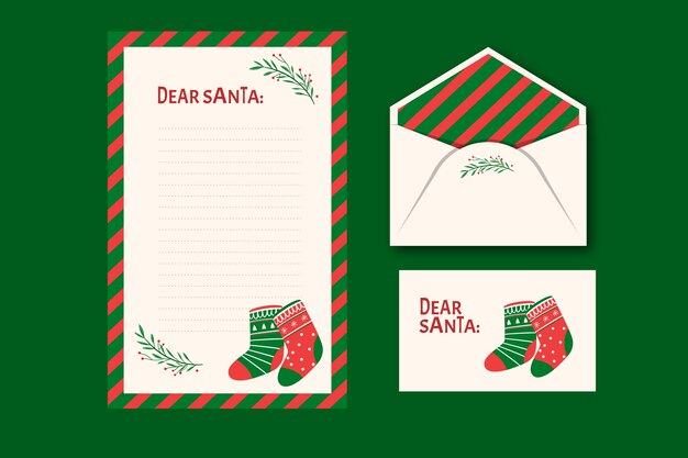 Hand drawn christmas stationery template