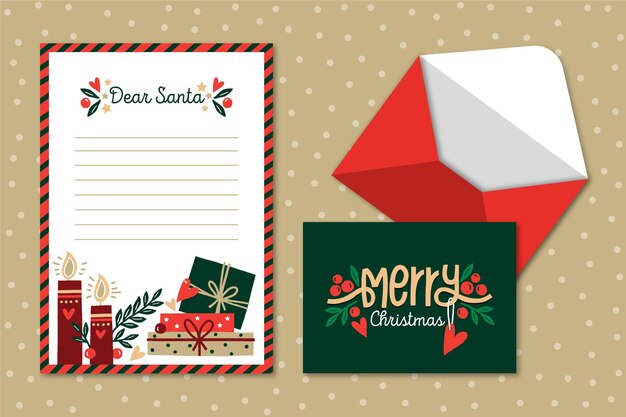 Hand drawn christmas stationery template