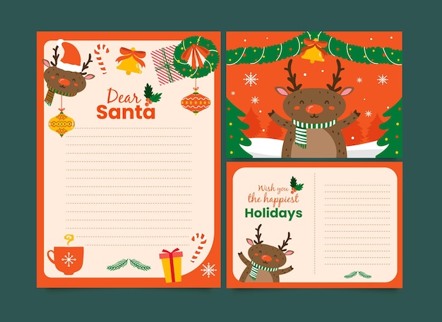 Hand drawn christmas stationery template