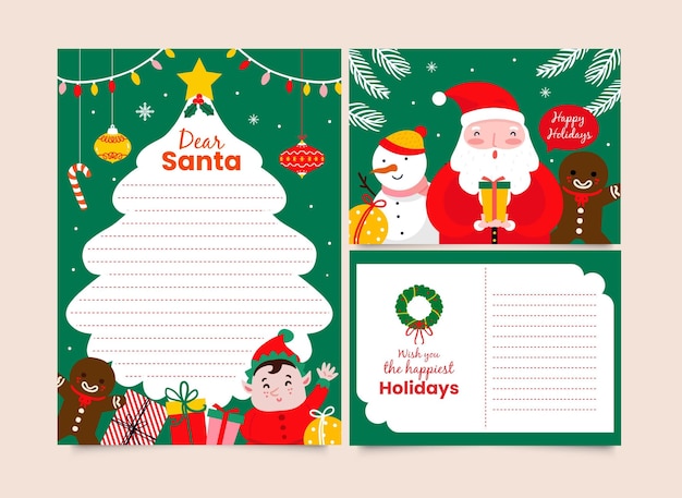 Hand drawn christmas stationery template