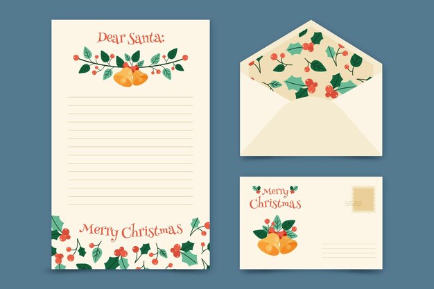 Hand drawn christmas stationery template