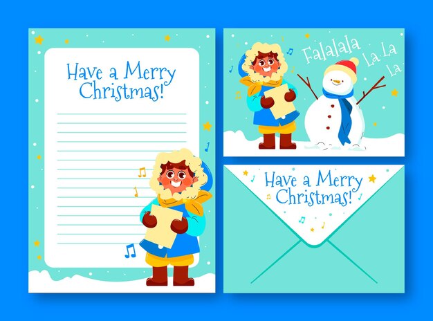 Hand drawn christmas stationery template