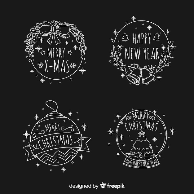 Hand drawn christmas stickers collection