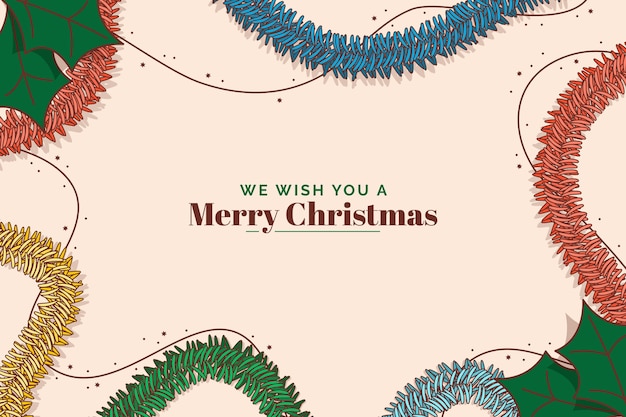 Hand drawn christmas tinsel background