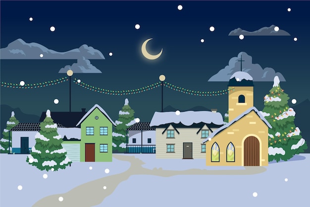 Free Vector hand drawn christmas town