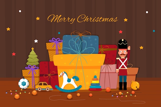 Free Vector hand drawn christmas toys background