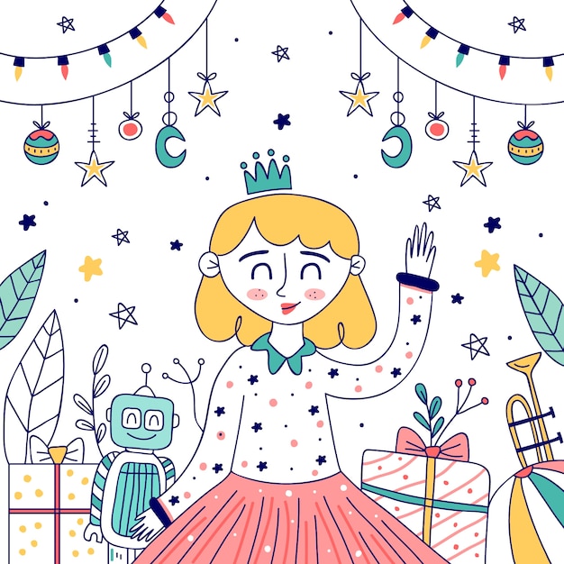 Free Vector hand drawn christmas toys background