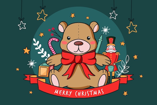 Free Vector hand-drawn christmas toys background