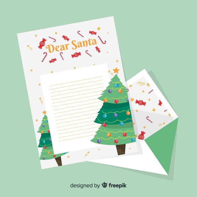 Hand drawn christmas tree christmas envelope