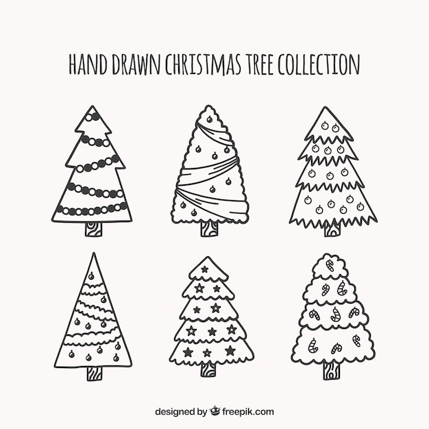 Hand drawn christmas tree collection