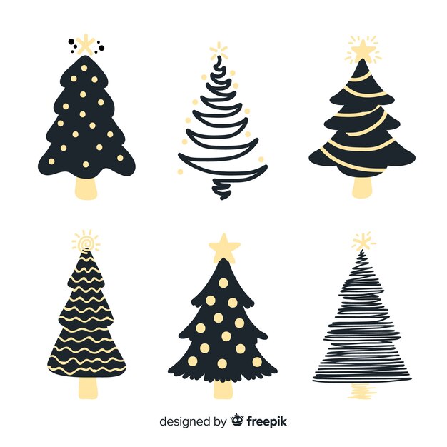 Hand drawn christmas tree collection