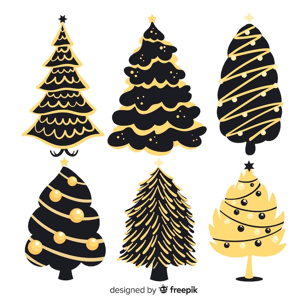 Hand drawn christmas tree collection