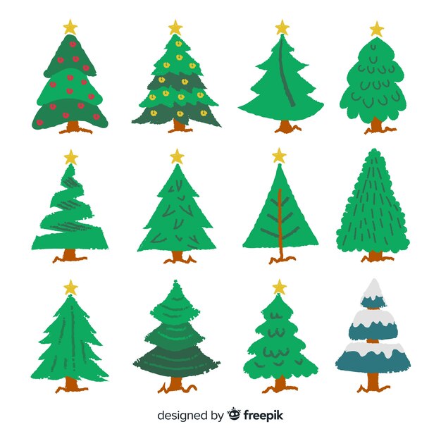 Hand drawn christmas tree collection