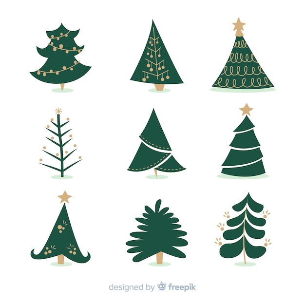 Hand drawn christmas tree collection