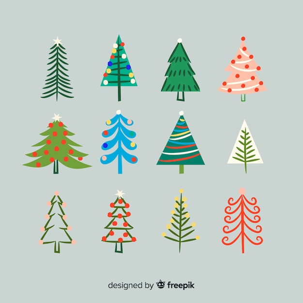 Hand drawn christmas tree collection