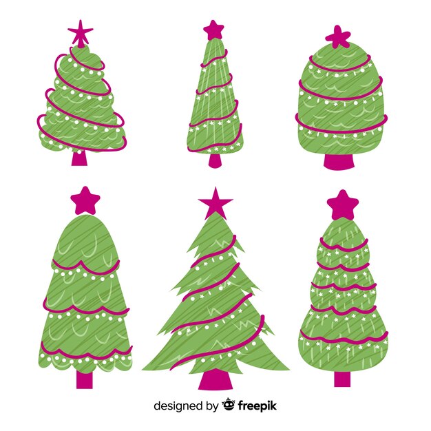 Hand drawn christmas tree collection