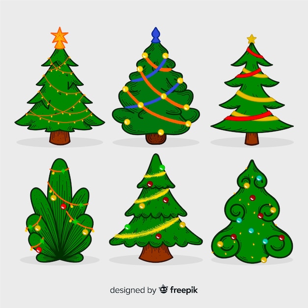 Hand drawn christmas tree collection