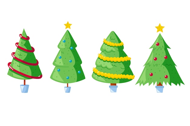 Hand drawn christmas tree collection