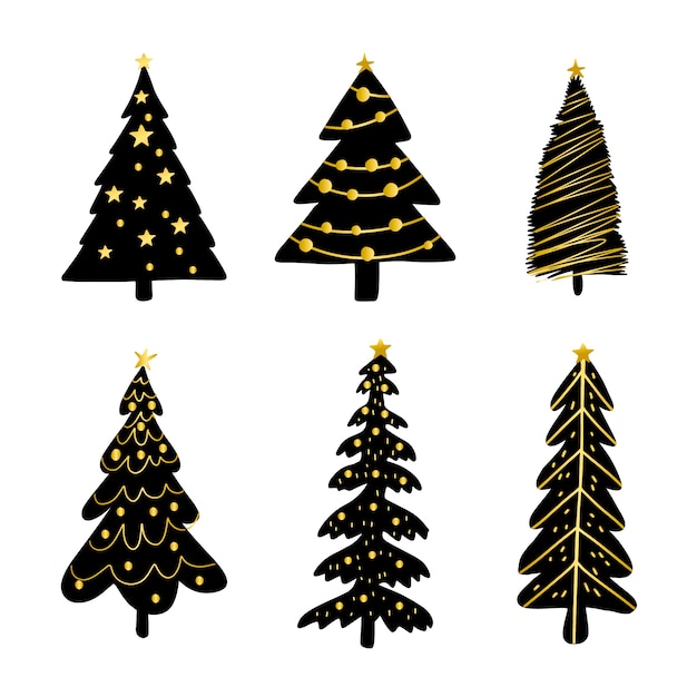 Hand drawn christmas tree collection