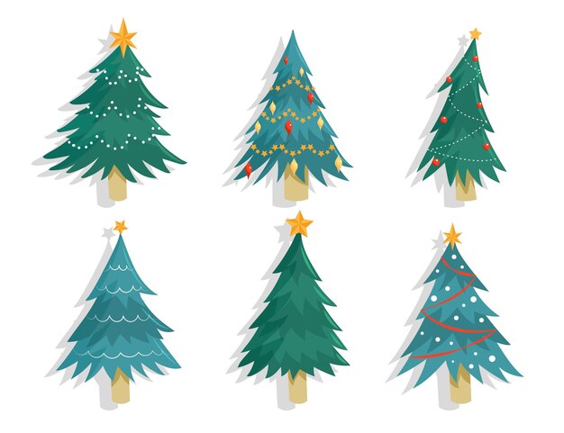 Hand drawn christmas tree collection