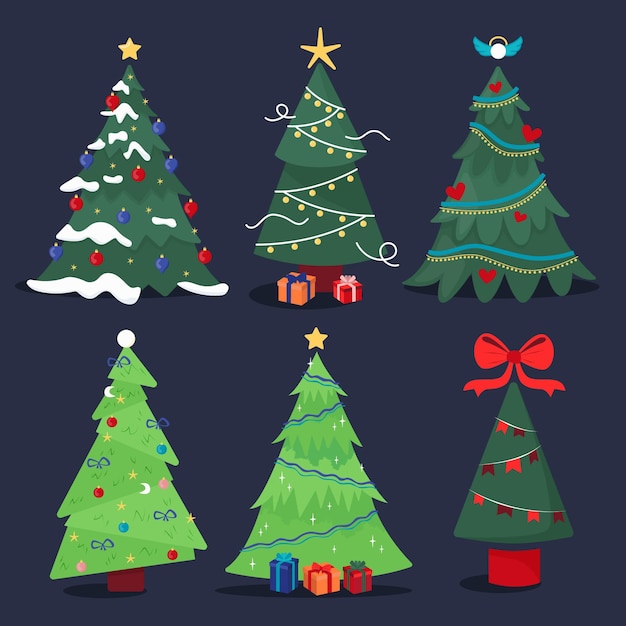 Hand drawn christmas tree collection