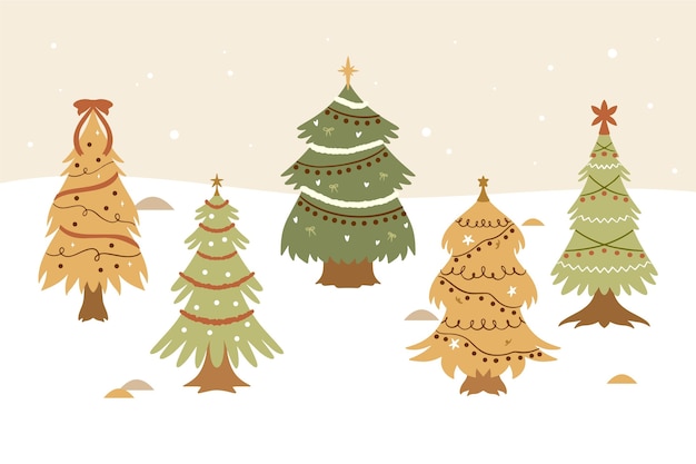 Hand drawn christmas tree collection