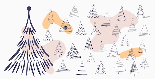 Free Vector hand drawn christmas tree elements design in set vector illustration