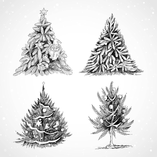 Free Vector hand drawn christmas tree set