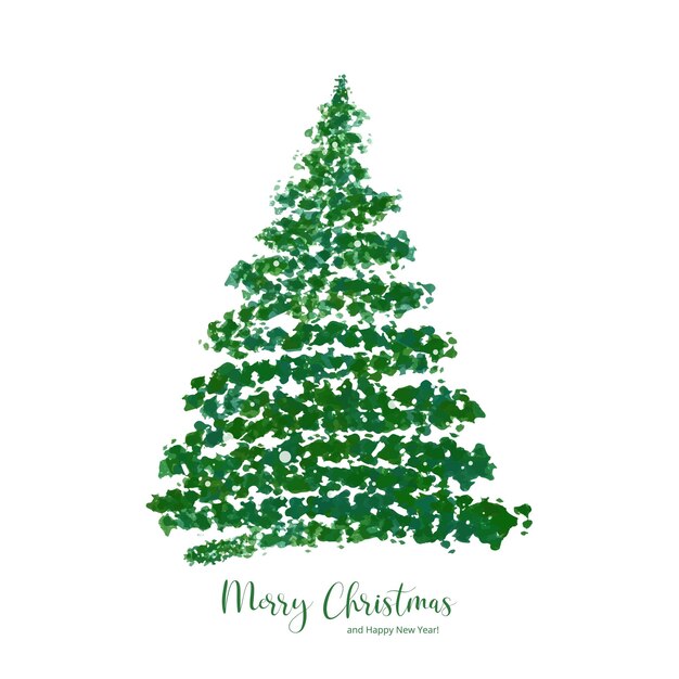 Hand drawn christmas tree on white background